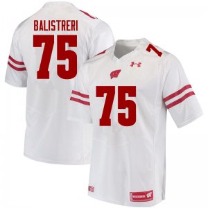 Men's Wisconsin Badgers NCAA #75 Michael Balistreri White Authentic Under Armour Stitched College Football Jersey BF31U35DM